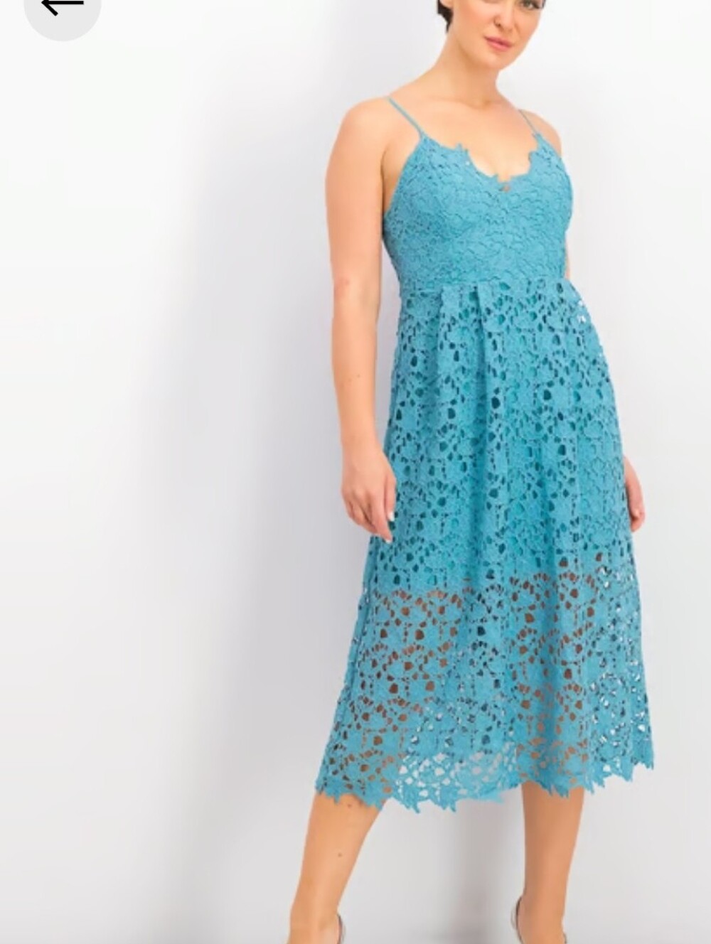 Revolve Astr The Label Teal Lace Midi Dress with Spaghetti Straps